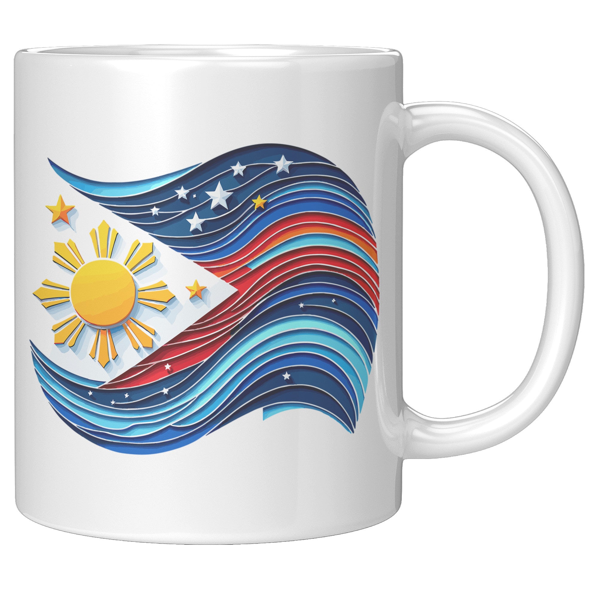 Proudly Pinoy Coffee Mug - Vibrant Filipino Flag Design - Patriotic Gift for Filipinos - Celebrate Heritage with Every Sip!" - K