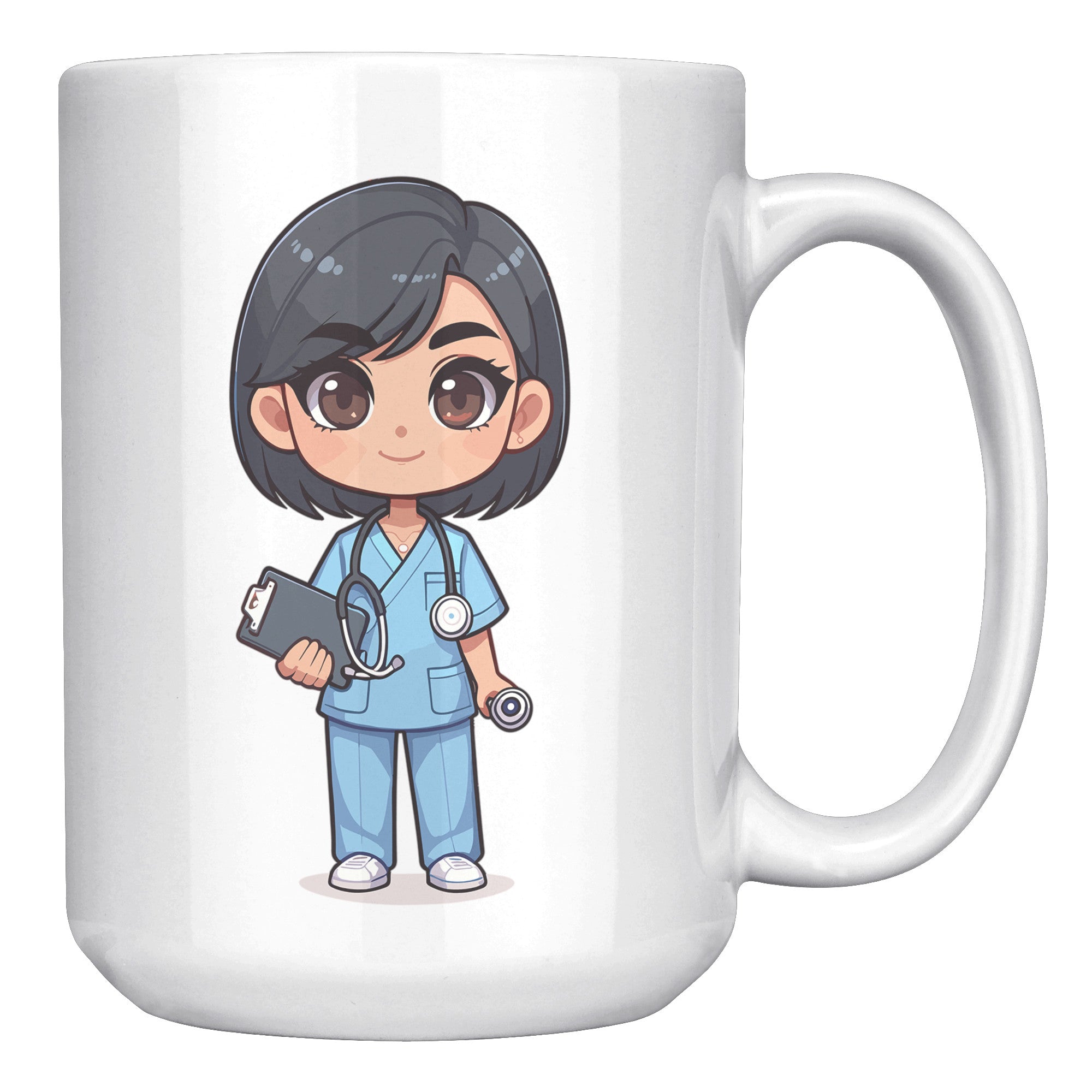 15 oz Custom RN Nurse Gift Coffee Mug - Cute Cartoon Nurse Design - Perfect for Nurse's Day, Birthdays, Graduations - Durable & Fun Mug for Everyday Heroes
