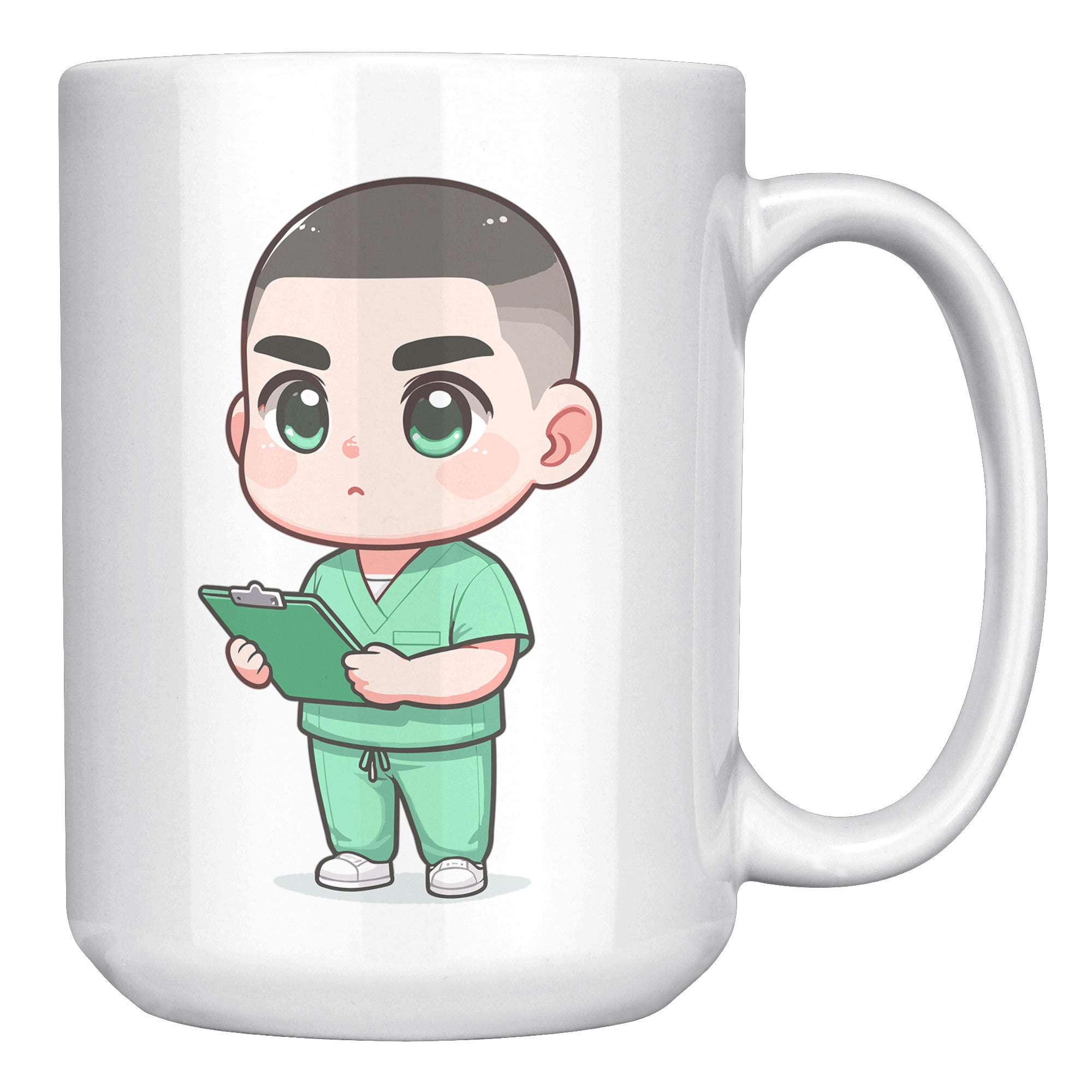 15 oz Custom RN Nurse Gift Coffee Mug - Cute Cartoon Nurse Design - Perfect for Nurse's Day, Birthdays, Graduations - Durable & Fun Mug for Everyday Heroes