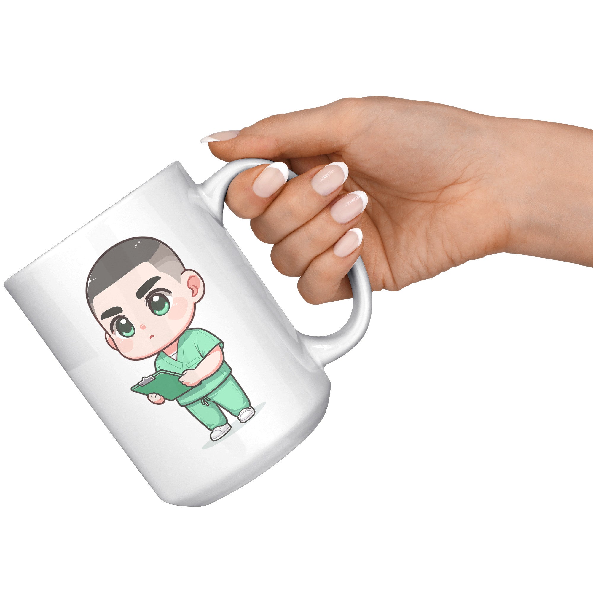 15 oz Custom RN Nurse Gift Coffee Mug - Cute Cartoon Nurse Design - Perfect for Nurse's Day, Birthdays, Graduations - Durable & Fun Mug for Everyday Heroes