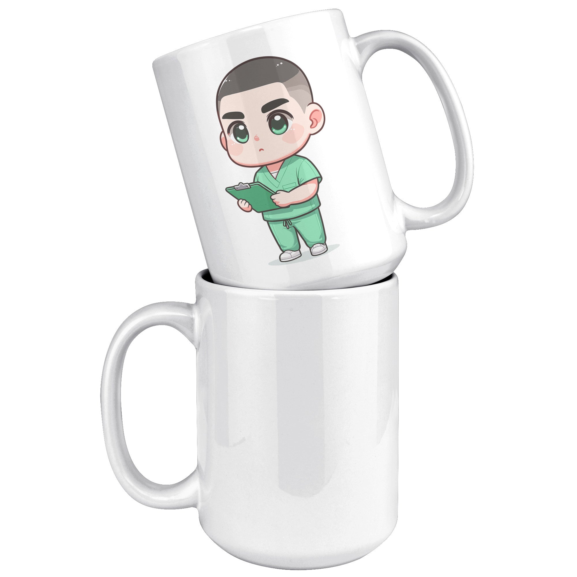 15 oz Custom RN Nurse Gift Coffee Mug - Cute Cartoon Nurse Design - Perfect for Nurse's Day, Birthdays, Graduations - Durable & Fun Mug for Everyday Heroes
