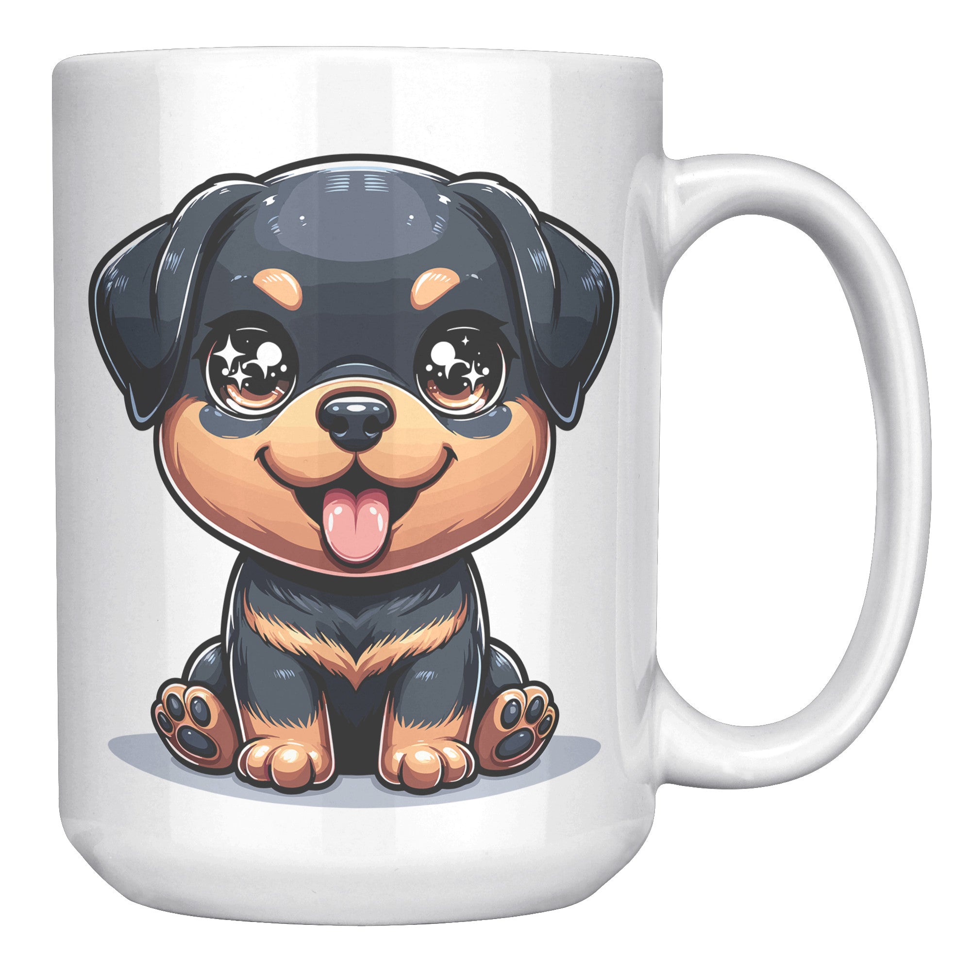 15oz Rottweiler Cartoon Coffee Mug - Bold Rottie Lover Coffee Mug - Perfect Gift for Rottweiler Owners - Strong and Loyal Dog Coffee Mug" - A1