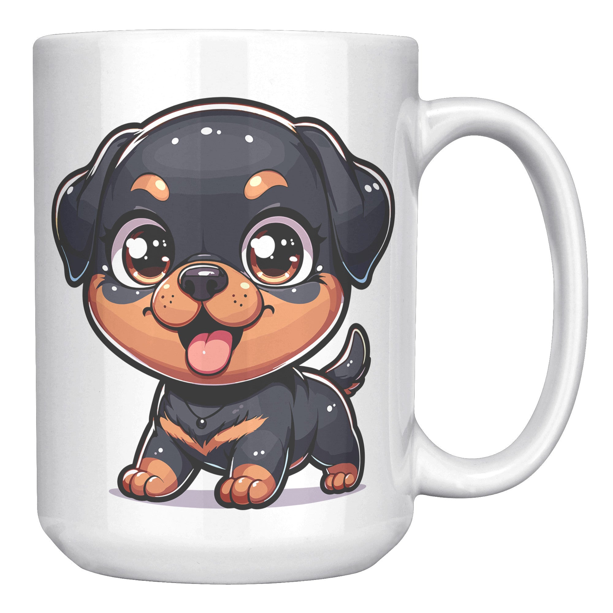 15oz Rottweiler Cartoon Coffee Mug - Bold Rottie Lover Coffee Mug - Perfect Gift for Rottweiler Owners - Strong and Loyal Dog Coffee Mug" - F1