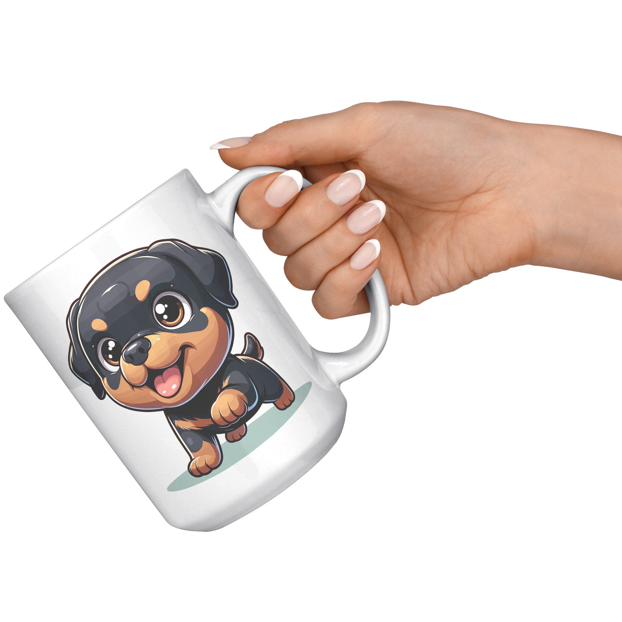 15oz Rottweiler Cartoon Coffee Mug - Bold Rottie Lover Coffee Mug - Perfect Gift for Rottweiler Owners - Strong and Loyal Dog Coffee Mug" - E1