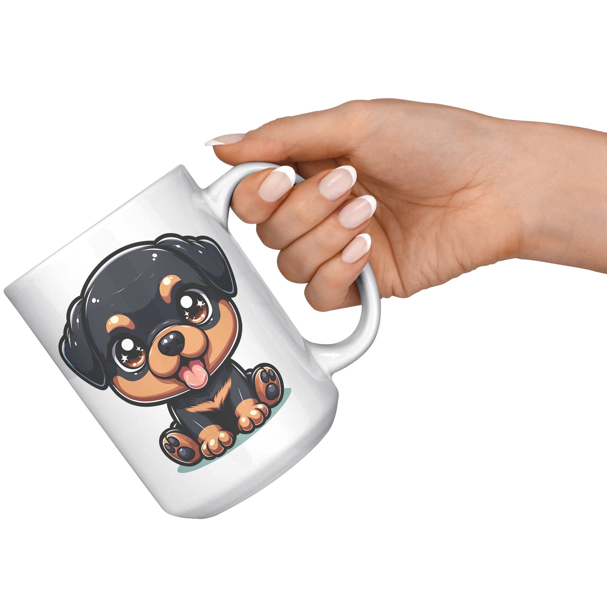 15oz Rottweiler Cartoon Coffee Mug - Bold Rottie Lover Coffee Mug - Perfect Gift for Rottweiler Owners - Strong and Loyal Dog Coffee Mug" - B1
