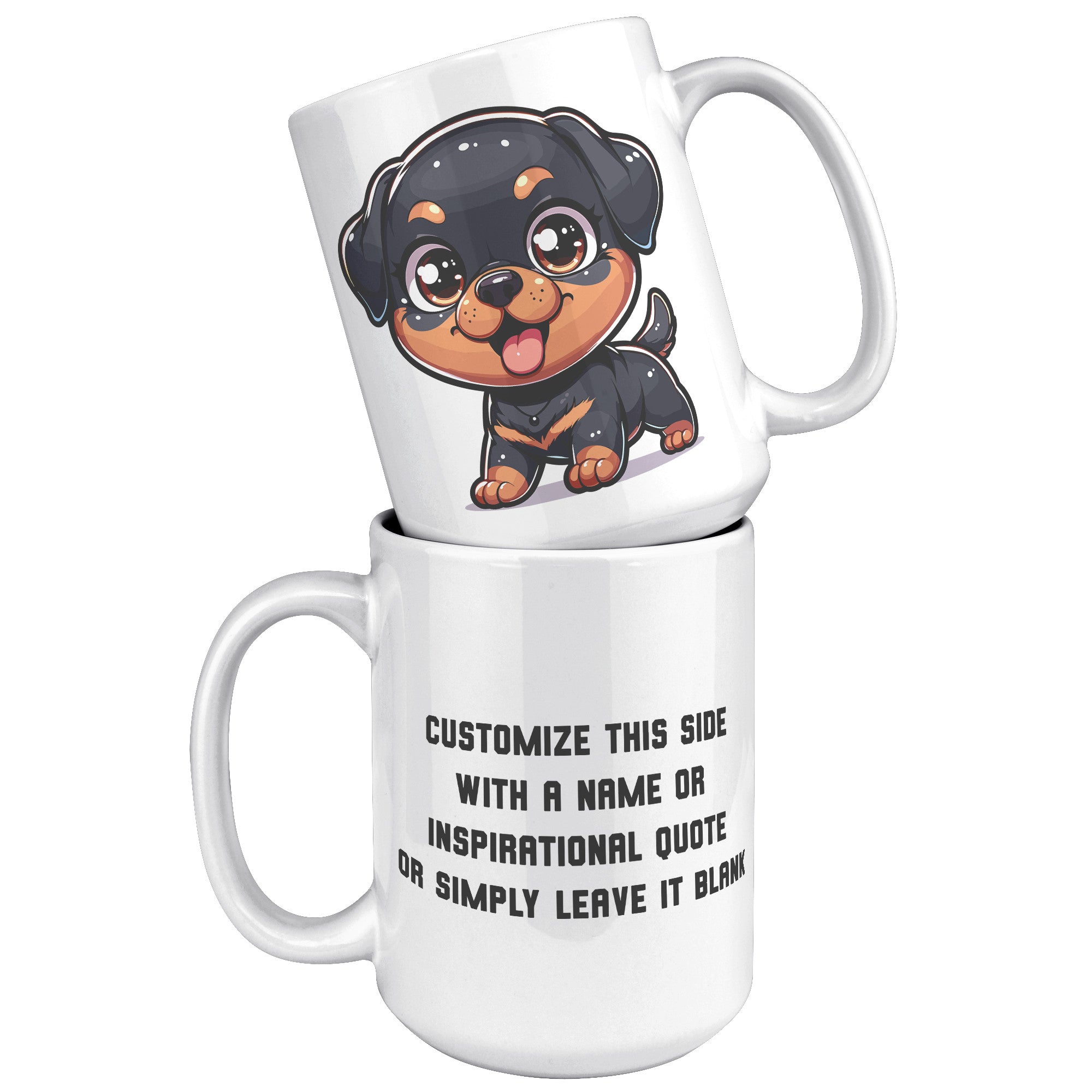 15oz Rottweiler Cartoon Coffee Mug - Bold Rottie Lover Coffee Mug - Perfect Gift for Rottweiler Owners - Strong and Loyal Dog Coffee Mug" - F1