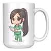 15 oz Custom RN Nurse Gift Coffee Mug - Cute Cartoon Nurse Design - Perfect for Nurse's Day, Birthdays, Graduations - Durable & Fun Mug for Everyday Heroes
