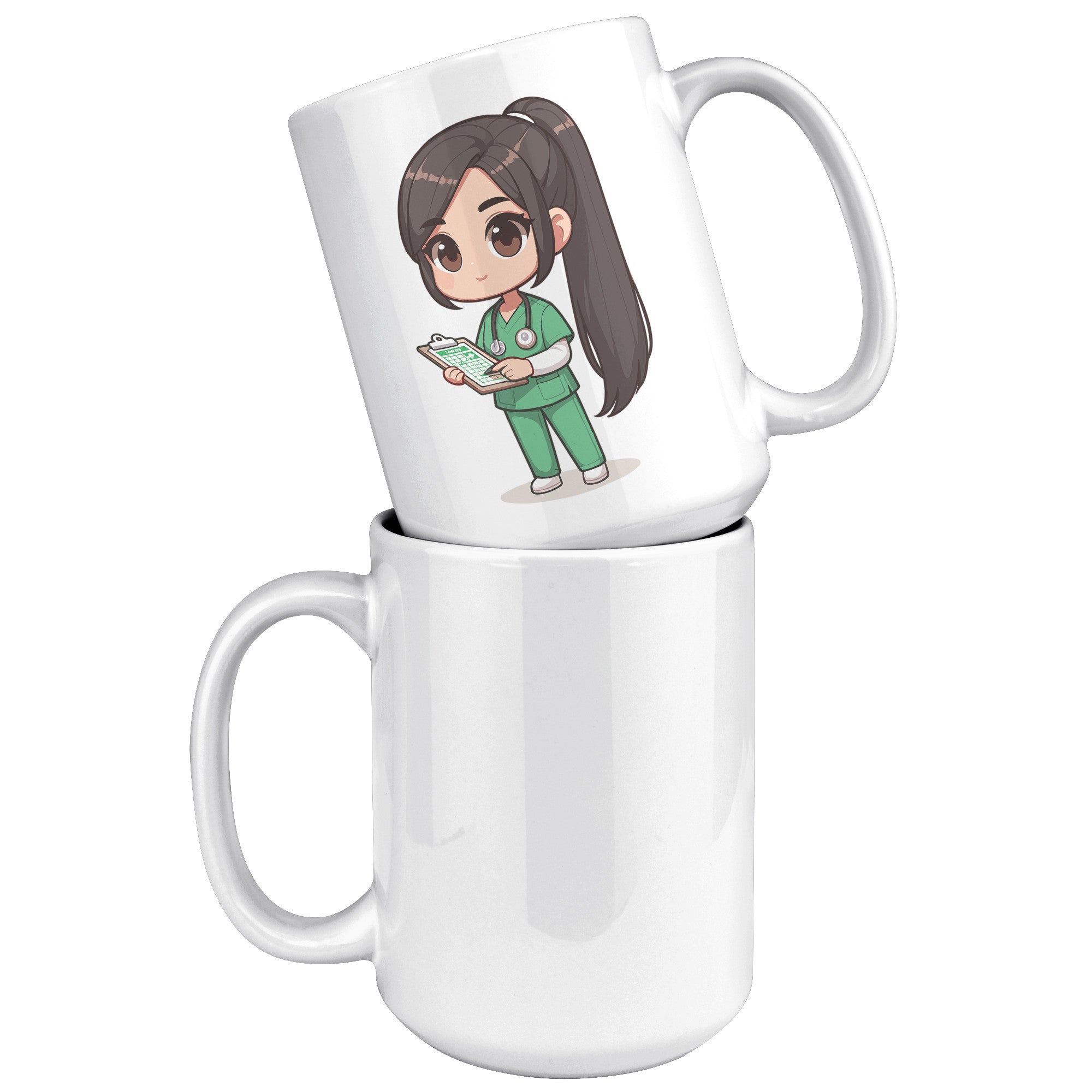 15 oz Custom RN Nurse Gift Coffee Mug - Cute Cartoon Nurse Design - Perfect for Nurse's Day, Birthdays, Graduations - Durable & Fun Mug for Everyday Heroes