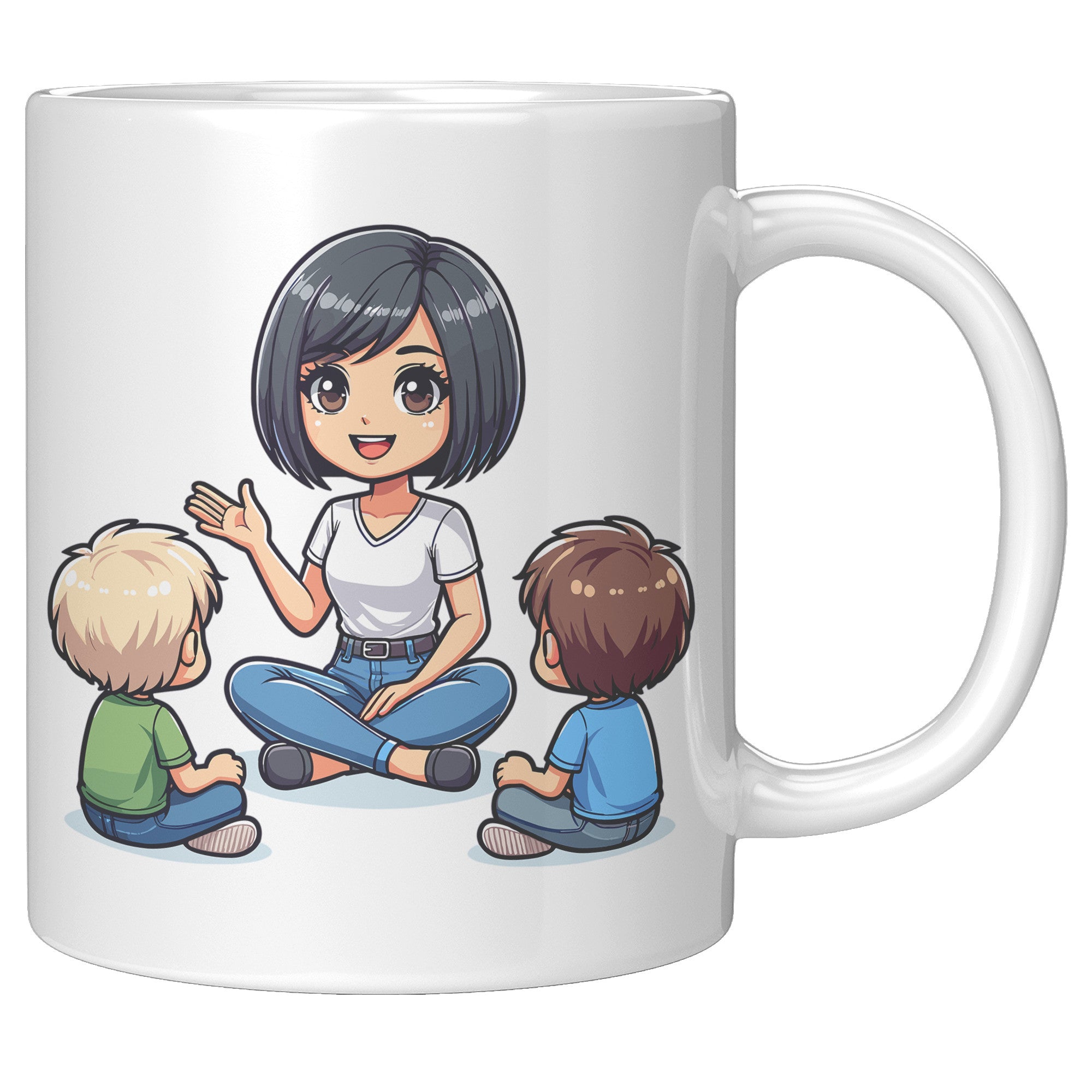 11oz Custom Teacher's Delight Coffee Mug - Cartoon Educator Design - Heartwarming Gift for Teachers - Perfect for Daily Inspiration!