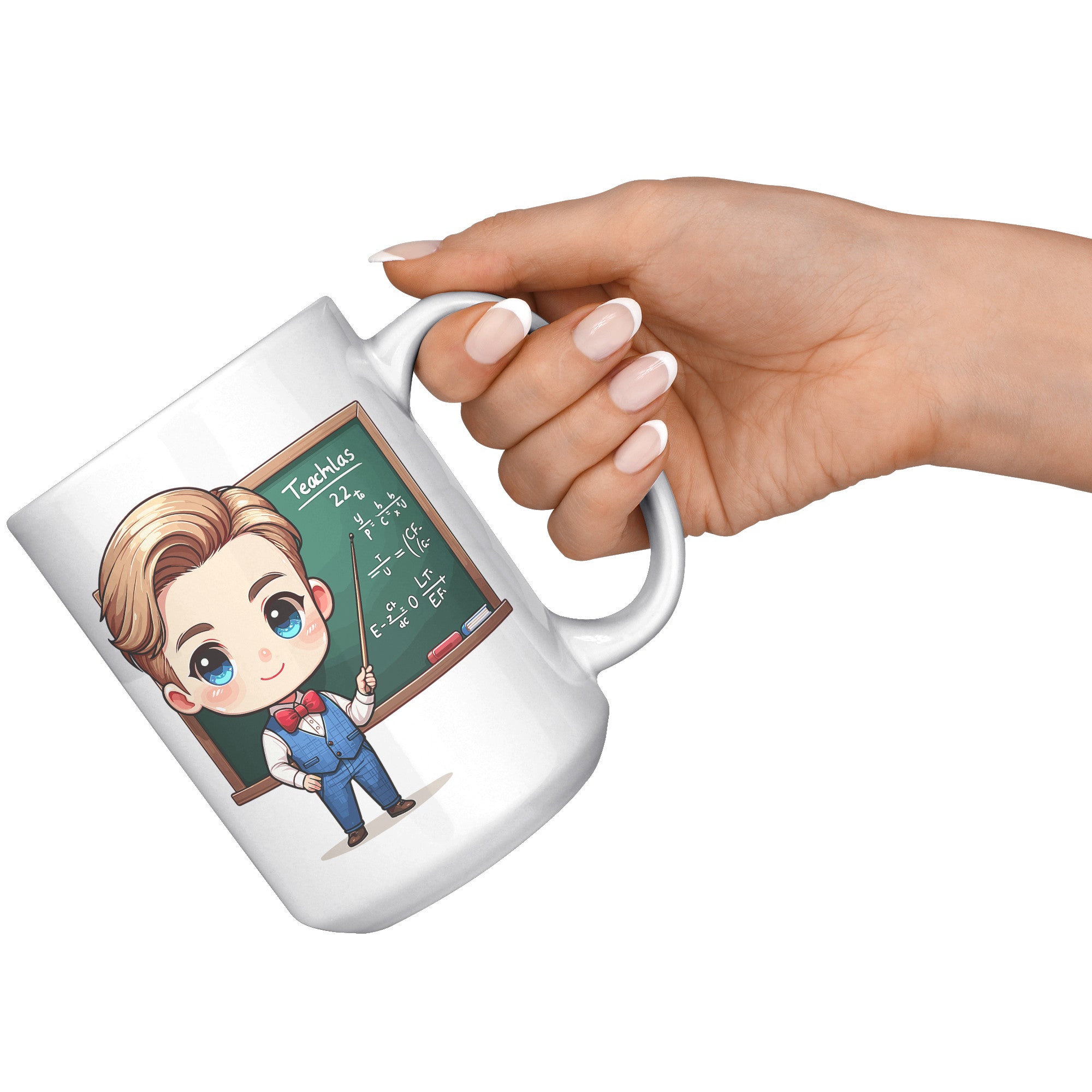 15 oz Custom Teacher's Delight Coffee Mug - Cartoon Educator Design - Heartwarming Gift for Teachers - Perfect for Daily Inspiration!