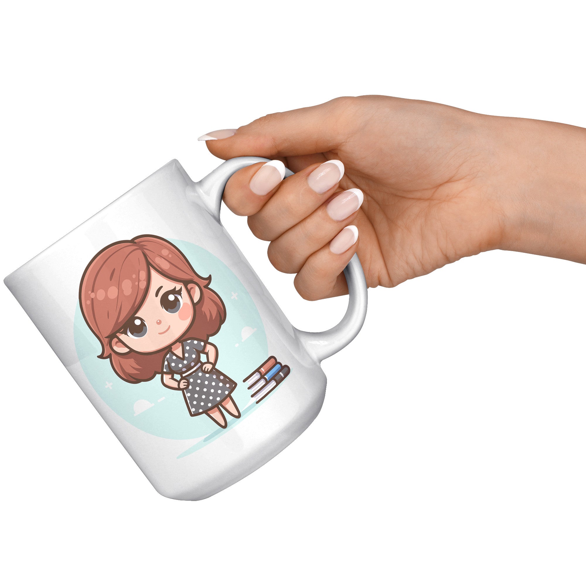15 oz Custom Teacher's Delight Coffee Mug - Cartoon Educator Design - Heartwarming Gift for Teachers - Perfect for Daily Inspiration!