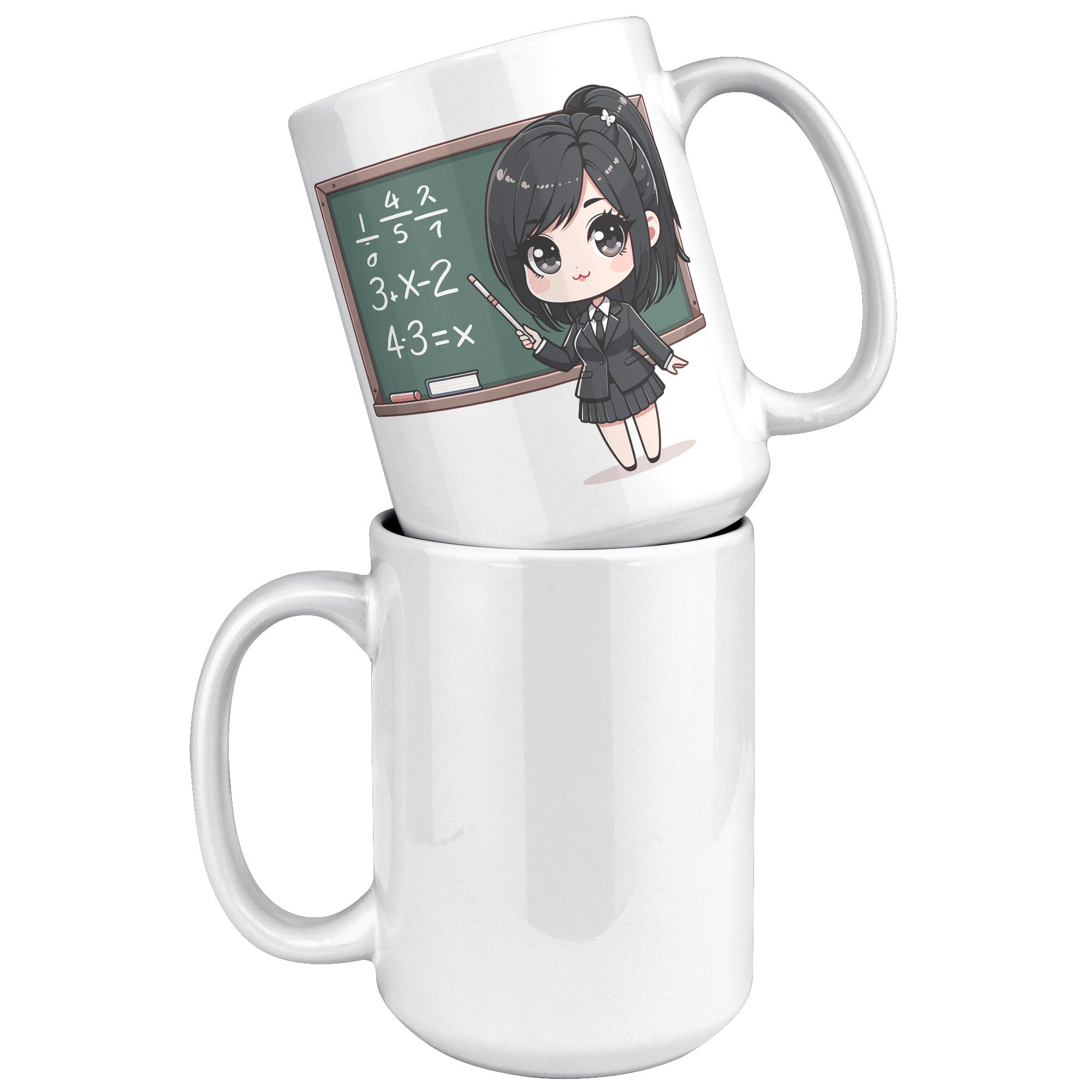15 oz Custom Teacher's Delight Coffee Mug - Cartoon Educator Design - Heartwarming Gift for Teachers - Perfect for Daily Inspiration!