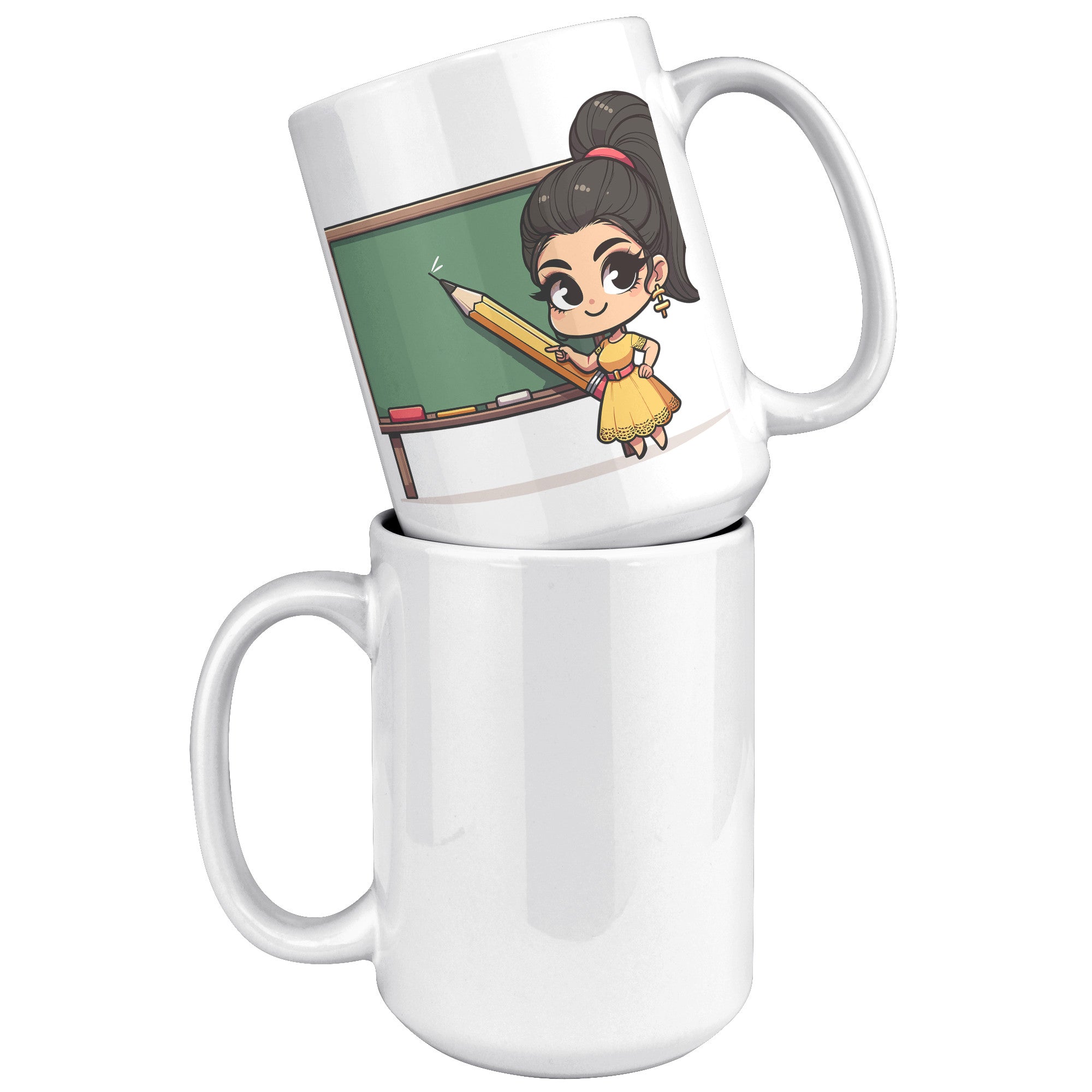 15 oz Custom Teacher's Delight Coffee Mug - Cartoon Educator Design - Heartwarming Gift for Teachers - Perfect for Daily Inspiration!