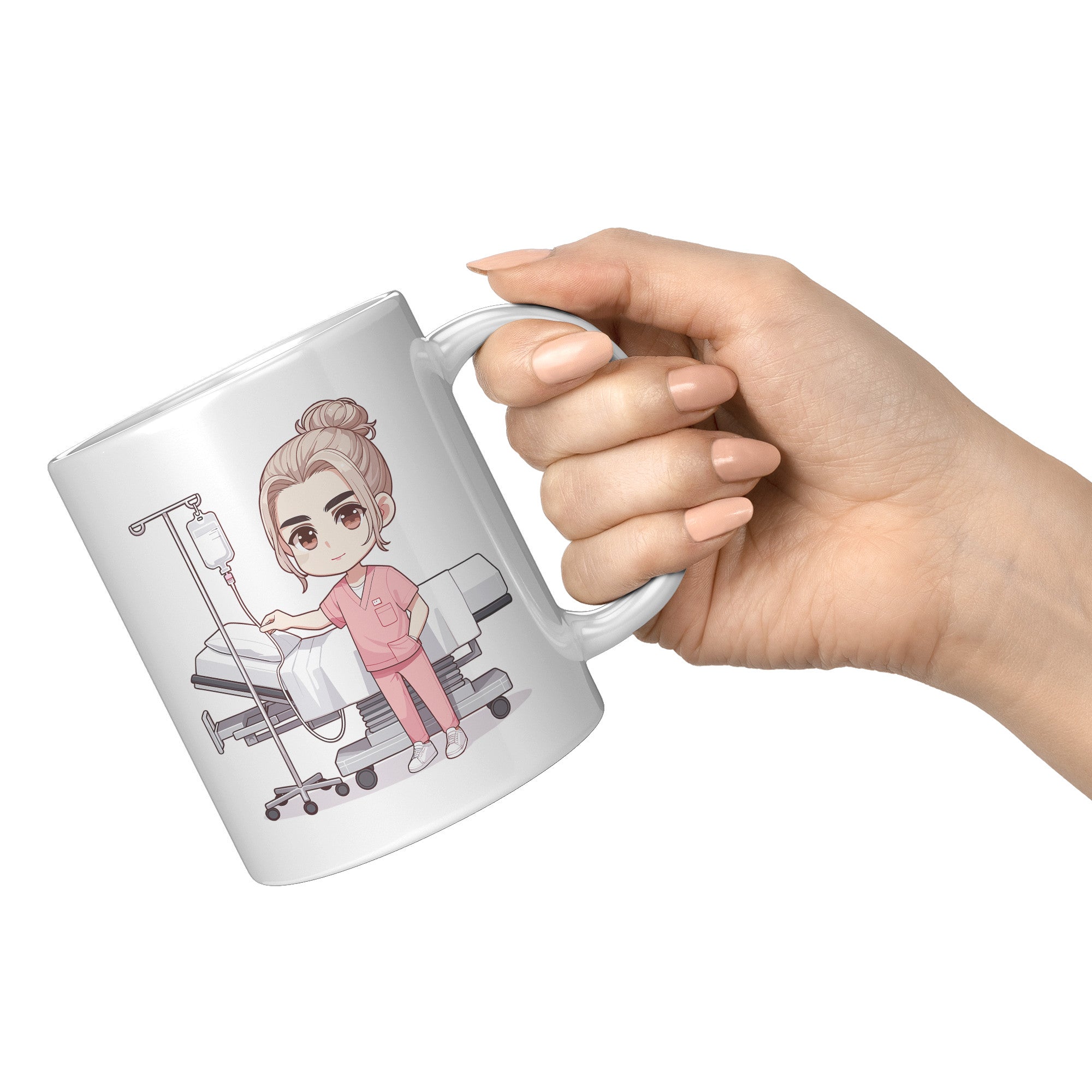 11 oz Custom RN Nurse Gift Coffee Mug - Cute Cartoon Nurse Design - Perfect for Nurse's Day, Birthdays, Graduations - Durable & Fun Mug for Everyday Heroes