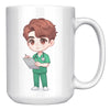15 oz Custom RN Nurse Gift Coffee Mug - Cute Cartoon Nurse Design - Perfect for Nurse's Day, Birthdays, Graduations - Durable & Fun Mug for Everyday Heroes