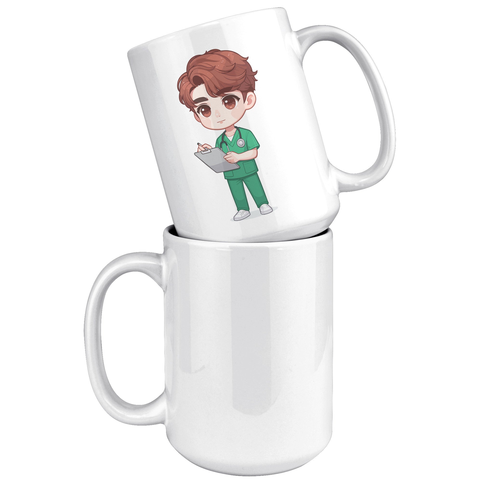 15 oz Custom RN Nurse Gift Coffee Mug - Cute Cartoon Nurse Design - Perfect for Nurse's Day, Birthdays, Graduations - Durable & Fun Mug for Everyday Heroes