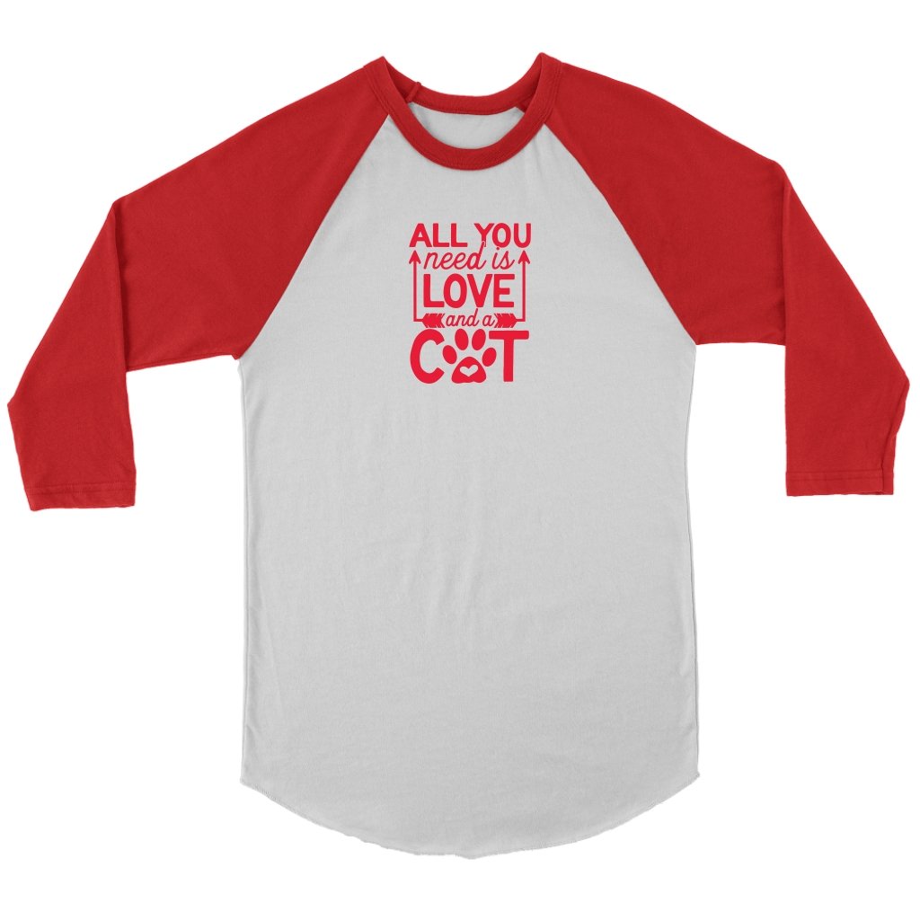 All Need is Love And A Cat Unisex 3/4 RaglanT-shirt - My E Three