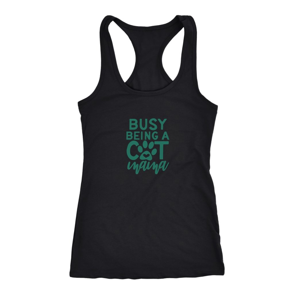 Busy Being A Cat Mama Racerback TankT-shirt - My E Three