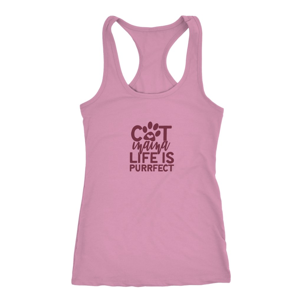 Cat Mama Life is Purrfect Racerback TankT-shirt - My E Three