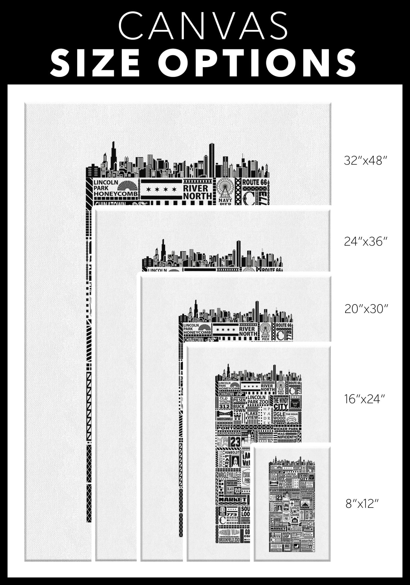 Chi Towns Gallery Wrap Canvas WhiteCanvas Wall Art 3 - My E Three