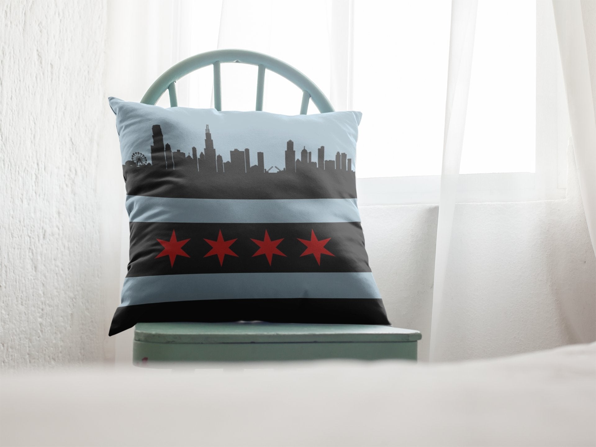 Chicago Black broadcloth pillowPillows Multi - My E Three