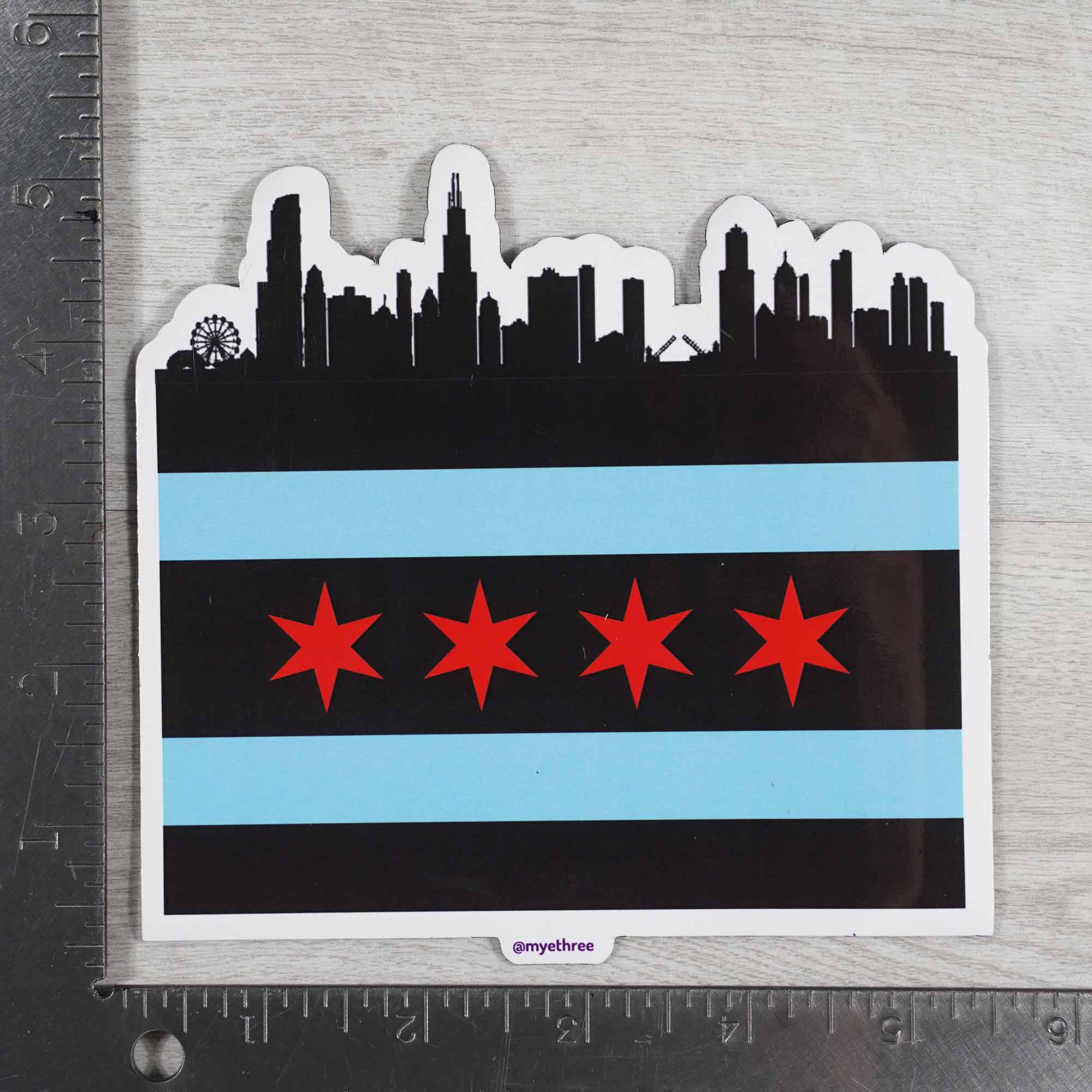 Chicago Skyline Black - Sticker or MagnetSticker or Magnet - My E Three