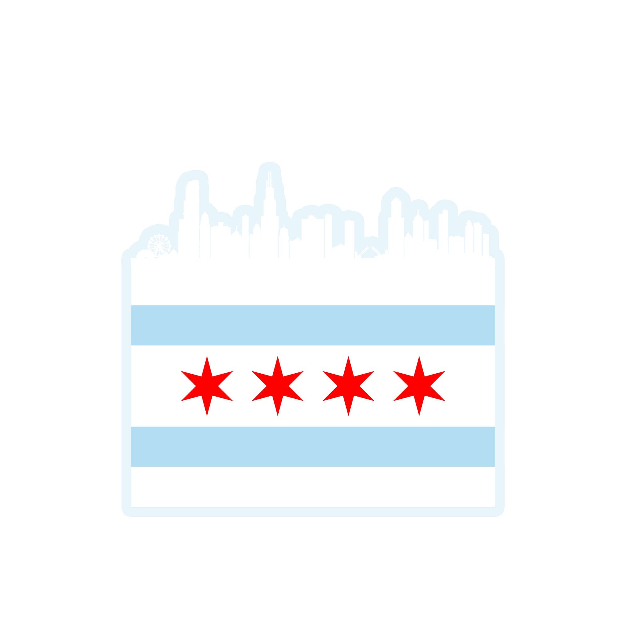 Chicago Skyline White - Sticker or MagnetSticker or Magnet - My E Three