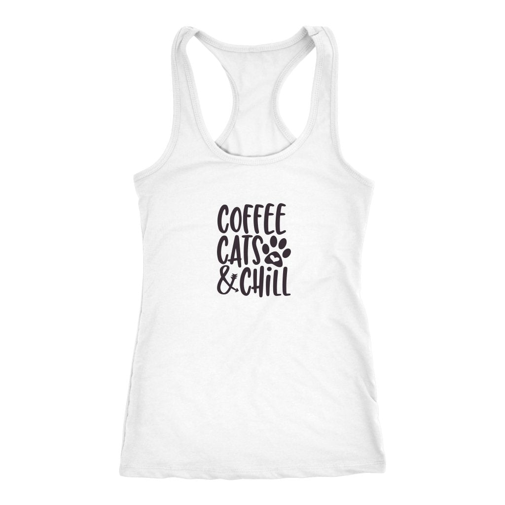 Coffe Cats And Chill Racerback TankT-shirt - My E Three