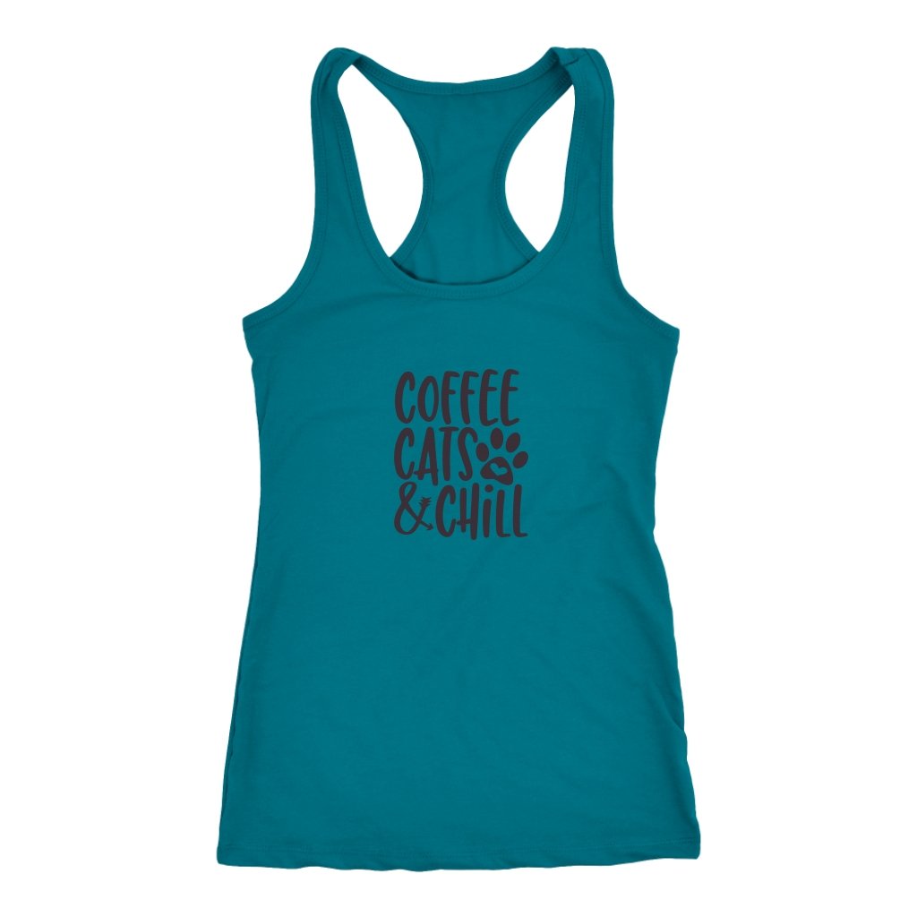 Coffe Cats And Chill Racerback TankT-shirt - My E Three