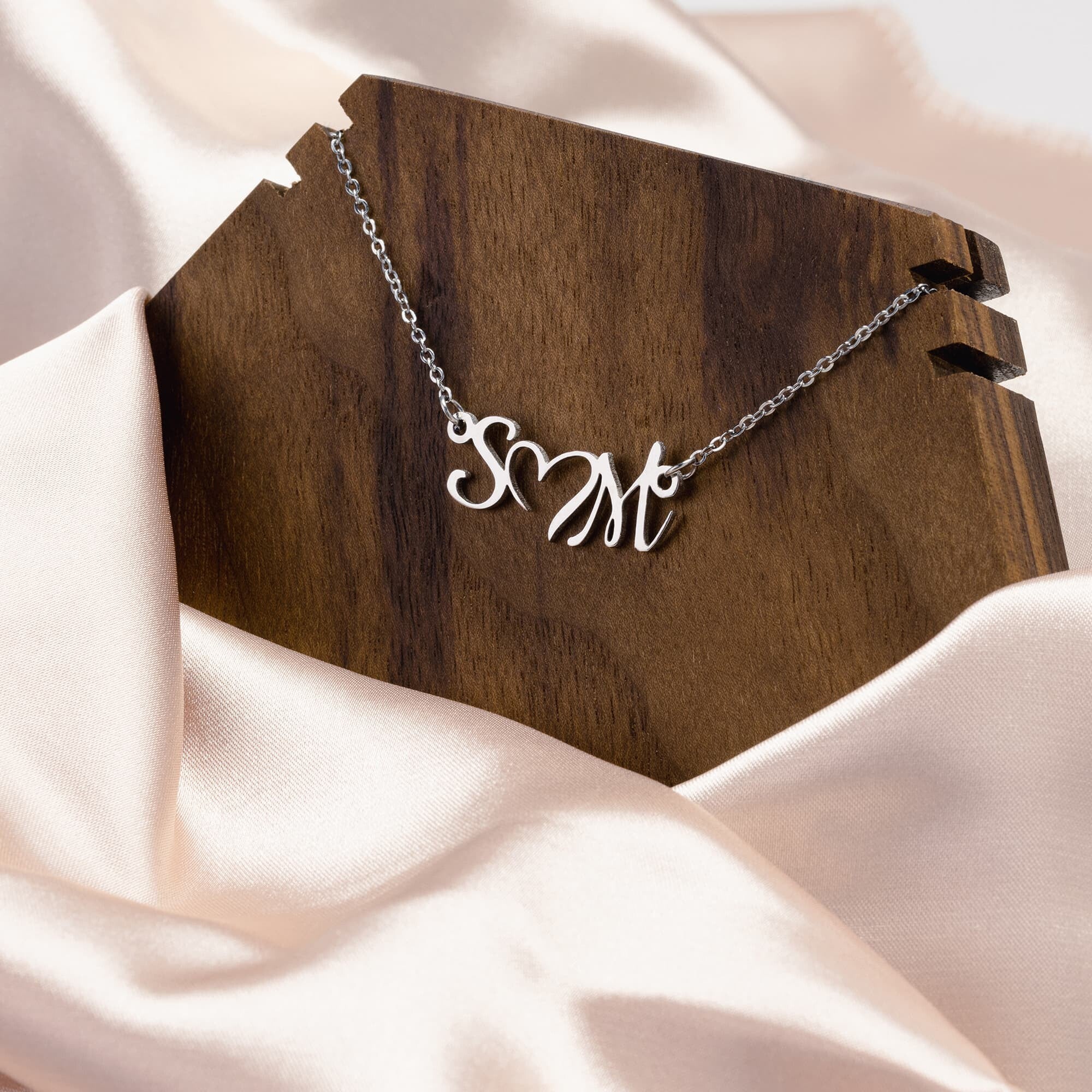 CUSTOM Double Initial Heart NecklaceJewelry - My E Three