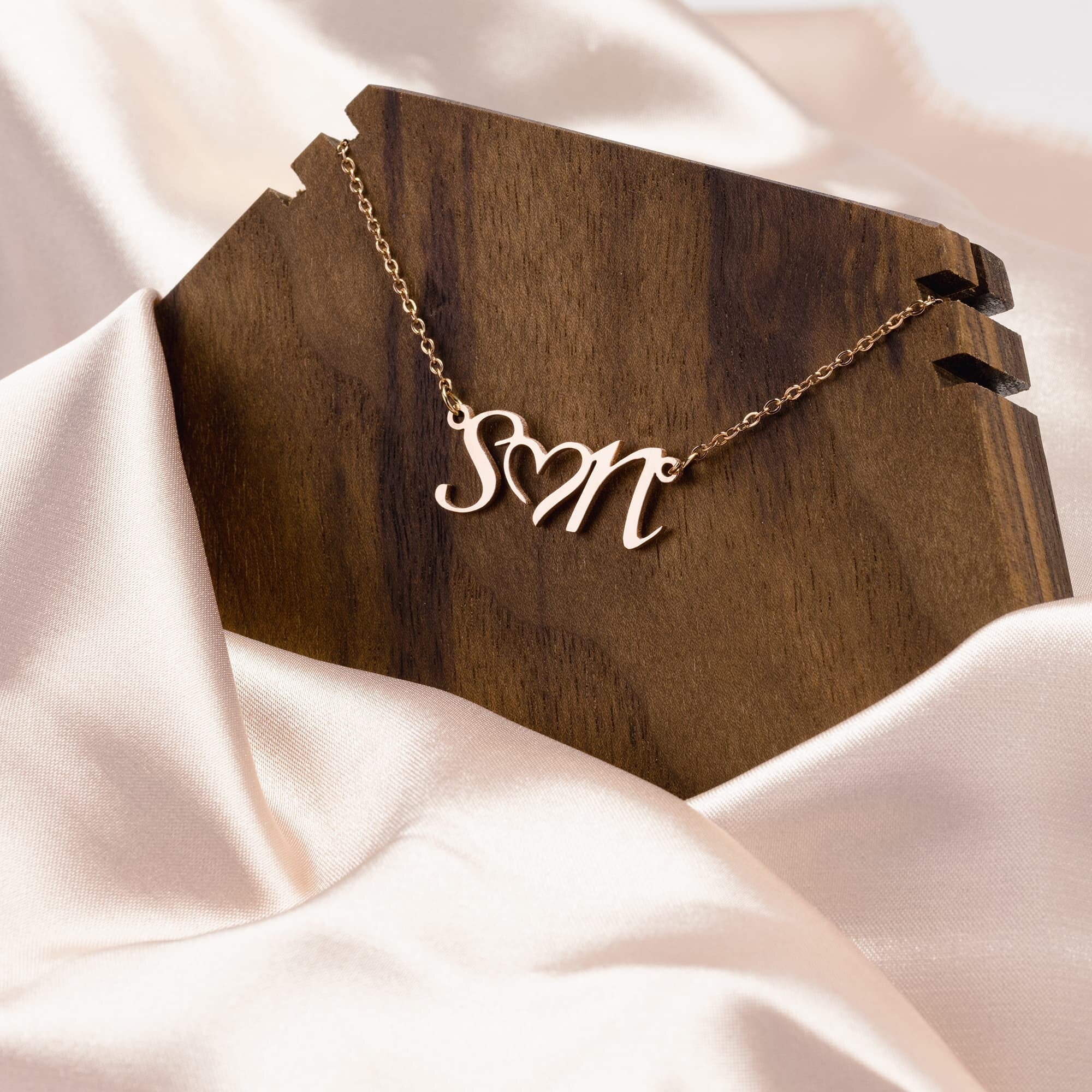 CUSTOM Double Initial Heart NecklaceJewelry - My E Three