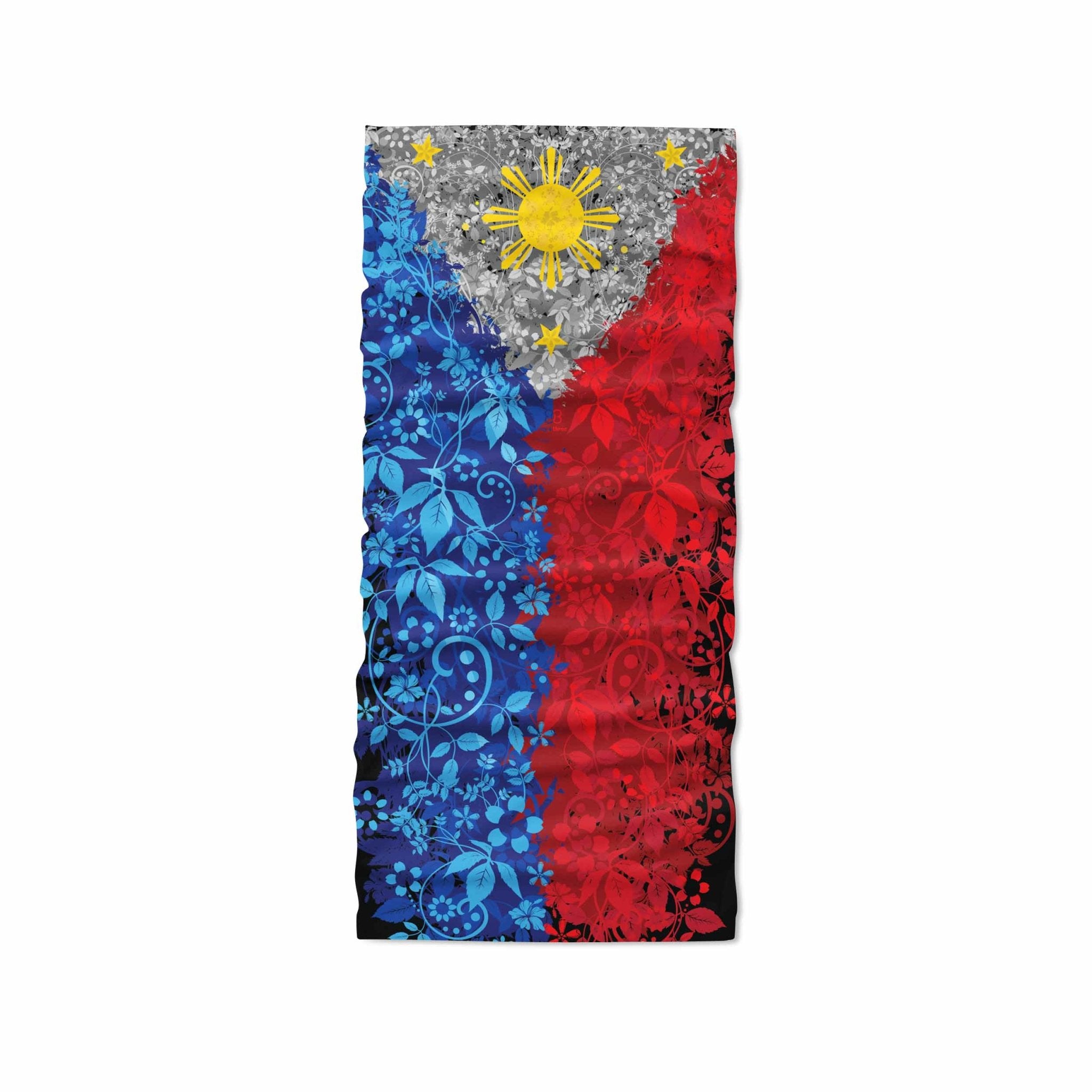 Floral Filipino Flag Neck Gaiter HEMMEDNeck Gaiter - My E Three