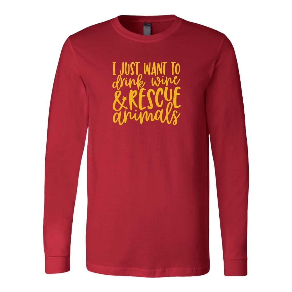 I Just Want To Drink Wine & Resque AnimalsT-shirt - My E Three