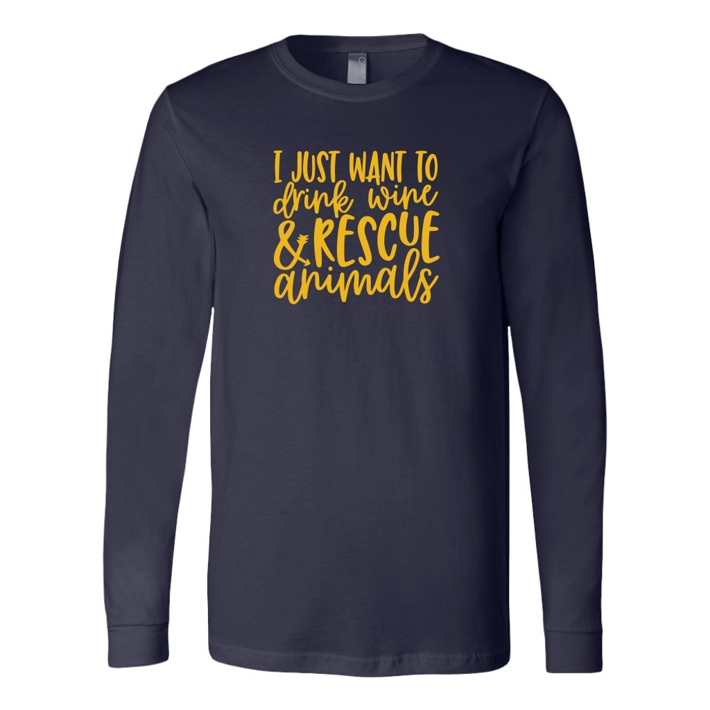 I Just Want To Drink Wine & Resque AnimalsT-shirt - My E Three