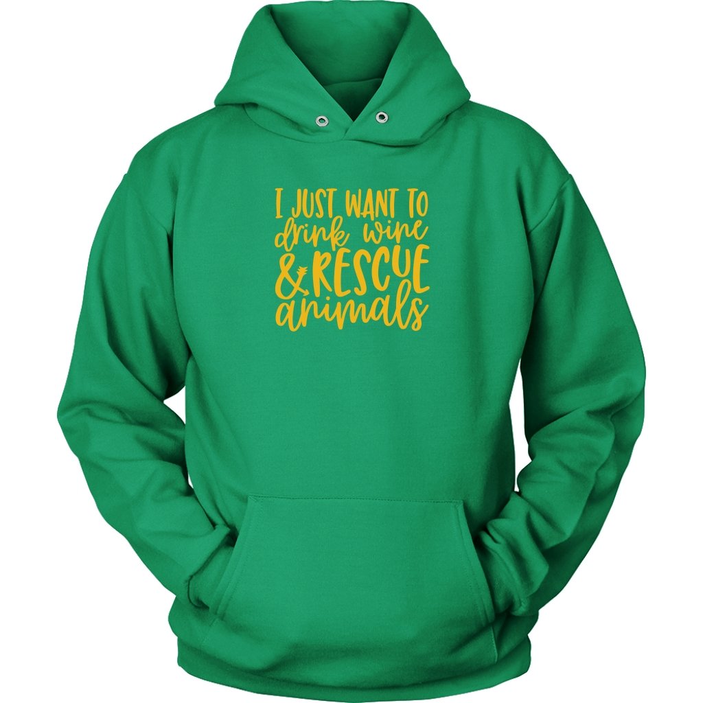 I Just Want To Drink Wine & Resque AnimalsT-shirt - My E Three