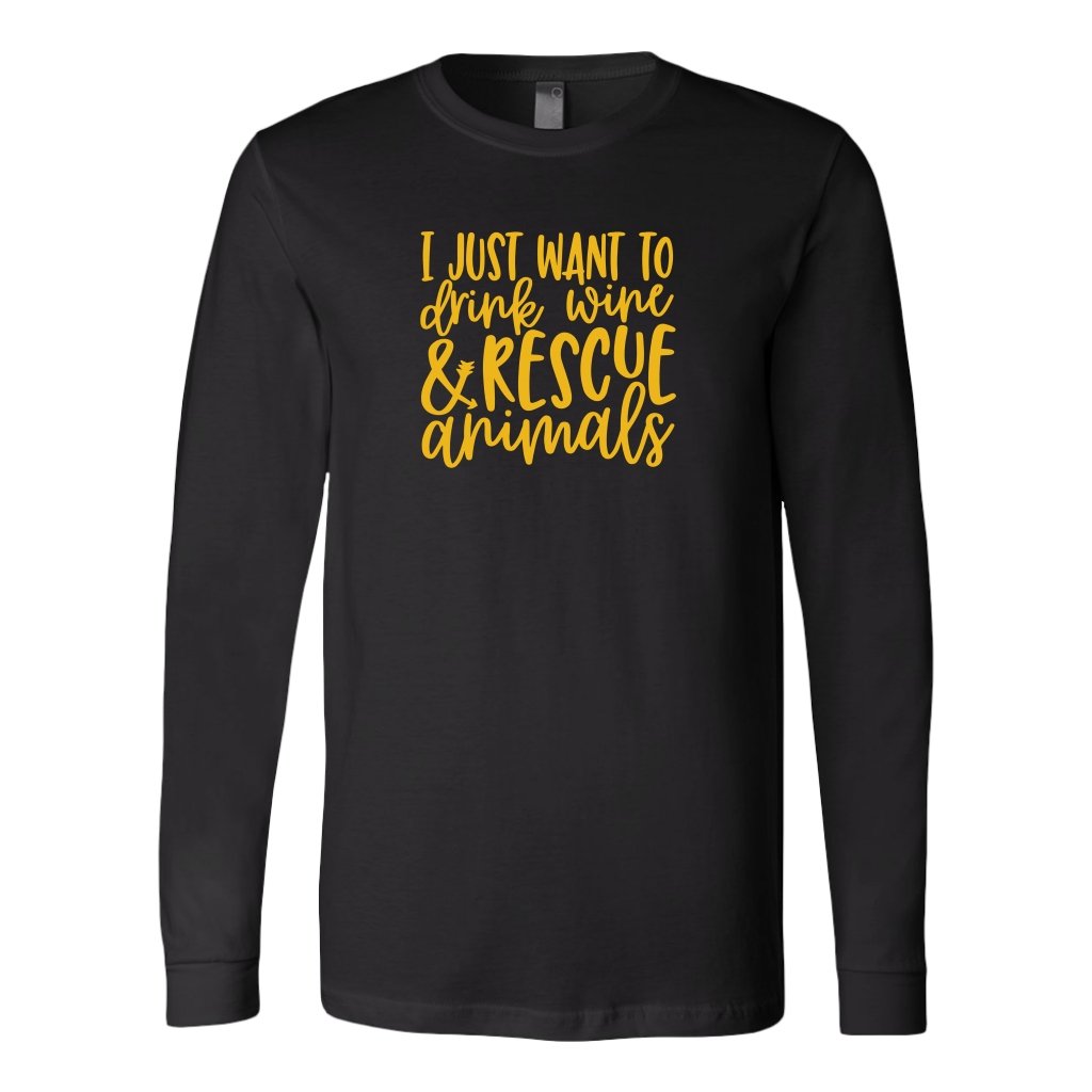 I Just Want To Drink Wine & Resque AnimalsT-shirt - My E Three