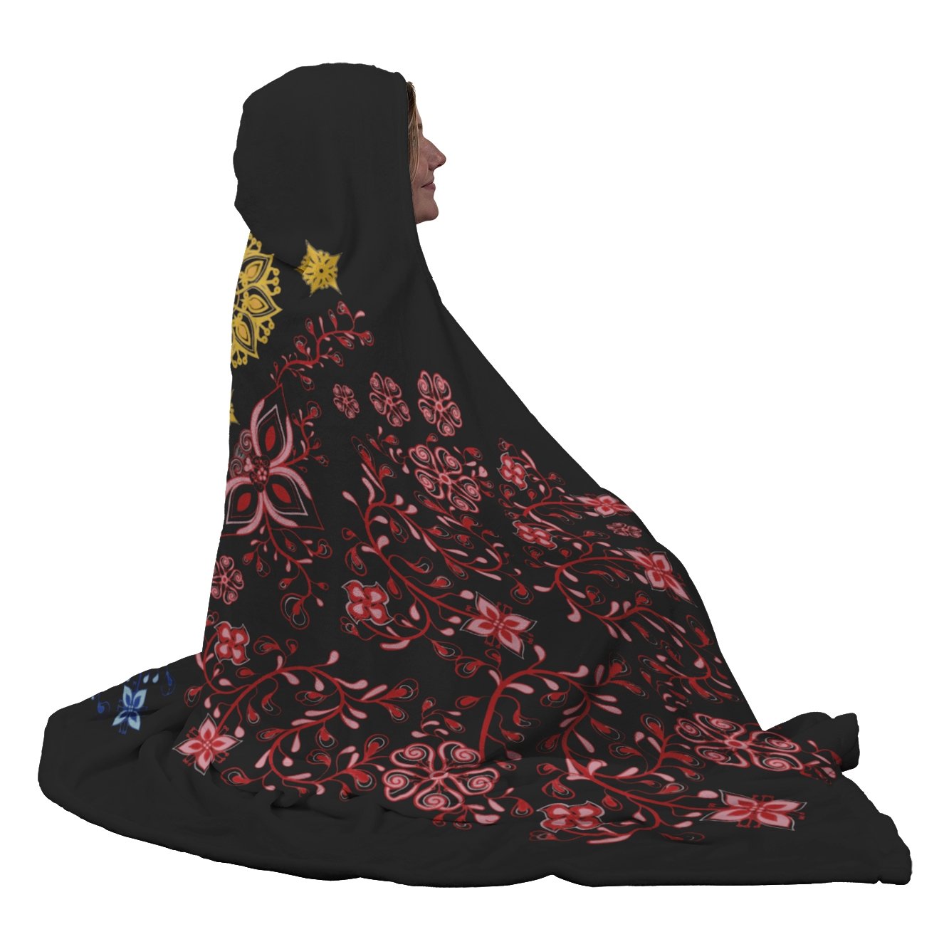 La Pinay Philippines floral design Black - Hooded BlanketHooded Blanket - My E Three