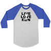 Load image into Gallery viewer, Love Love Run Unisex 3/4 RaglanT-shirt - My E Three