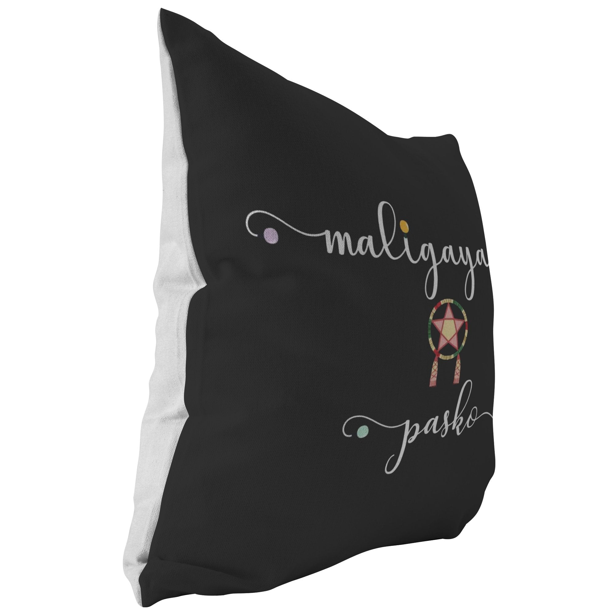 Maligayang Pasko Black broadcloth pillowPillows Multi - My E Three