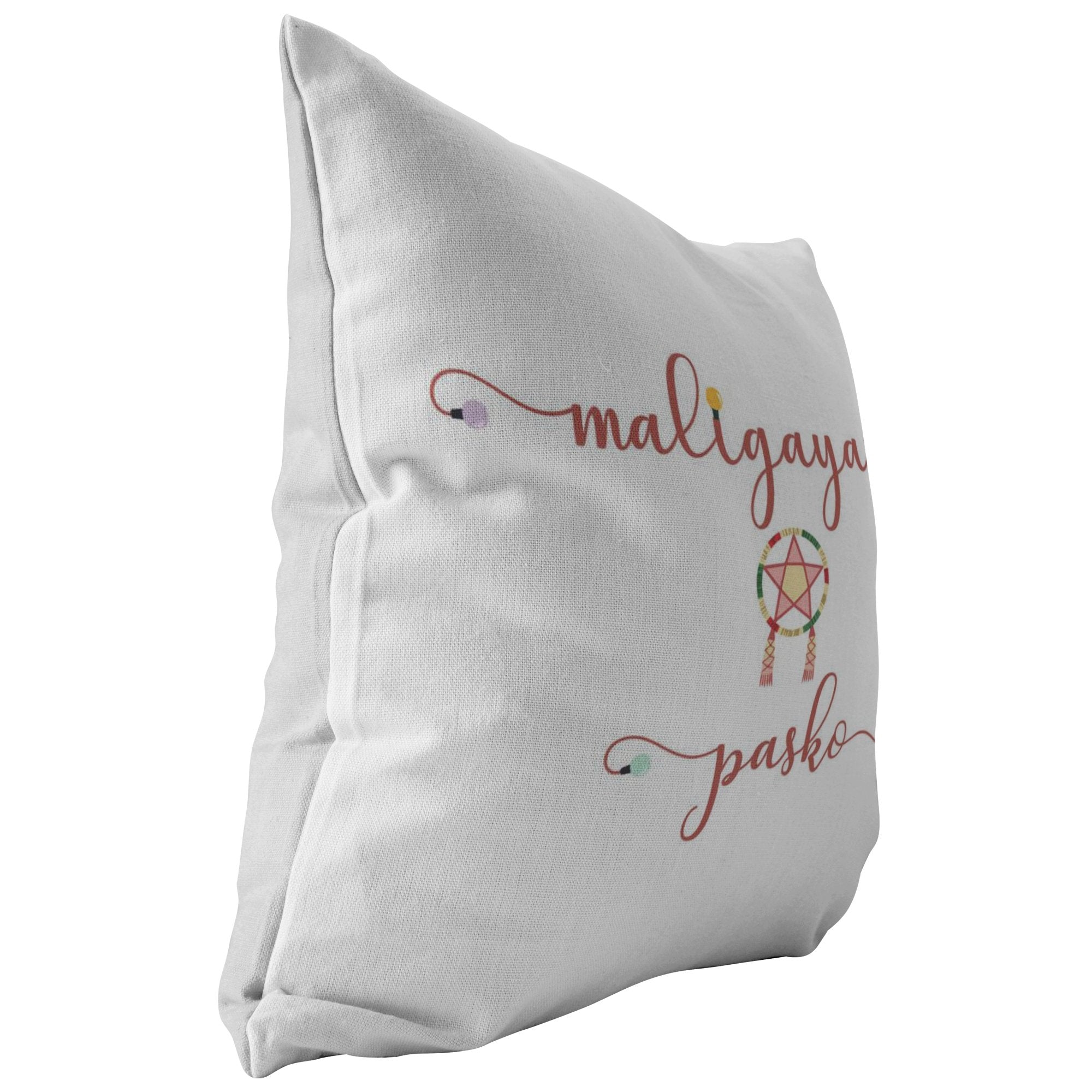 Maligayang Pasko White broadcloth pillowPillows Multi - My E Three