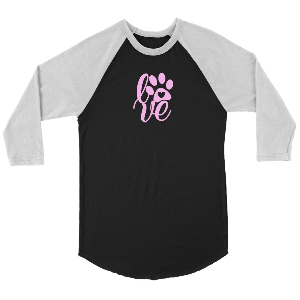 Paw Print Love Unisex 3/4 RaglanT-shirt - My E Three