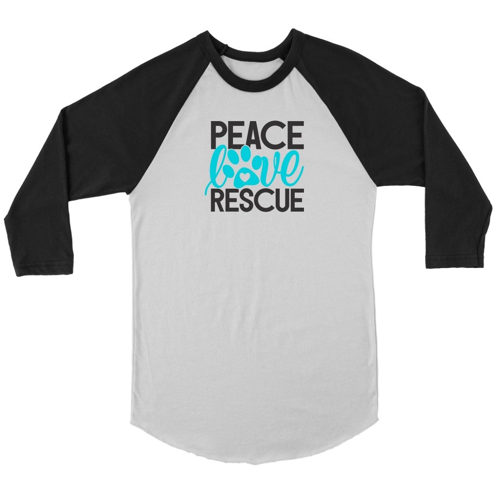 Peace Love Rescue Unisex 3/4 RaglanT-shirt - My E Three