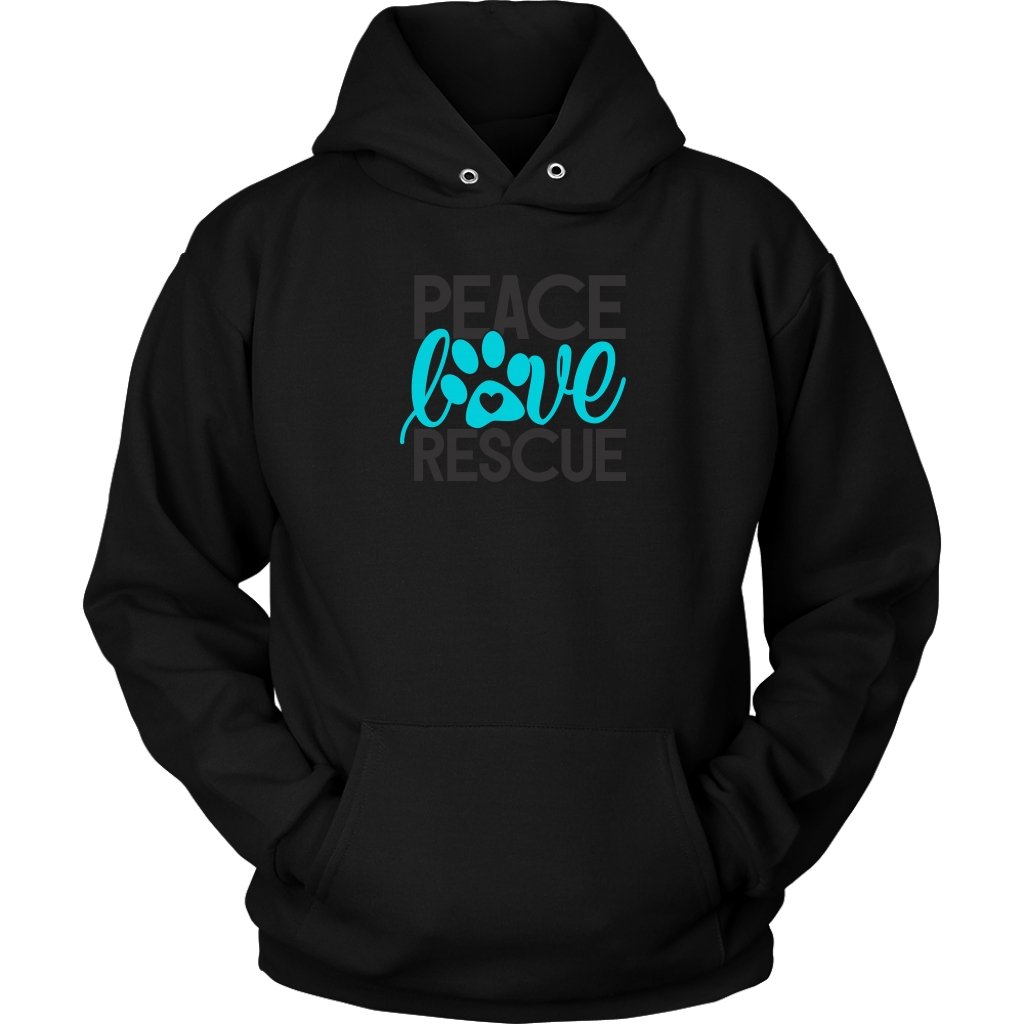 Peace Love Rescue Unisex HoodieT-shirt - My E Three