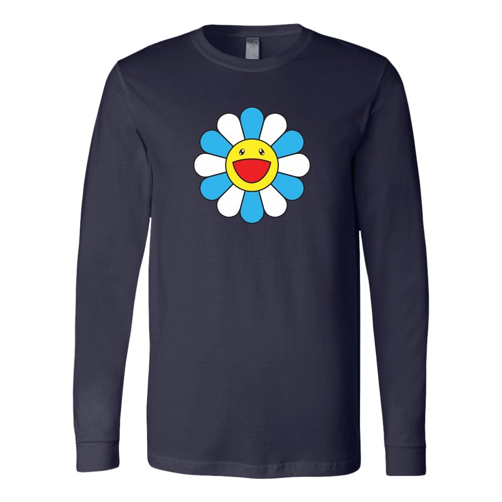 Pretty Flower White&Blue Long Sleeve ShirtT-shirt - My E Three
