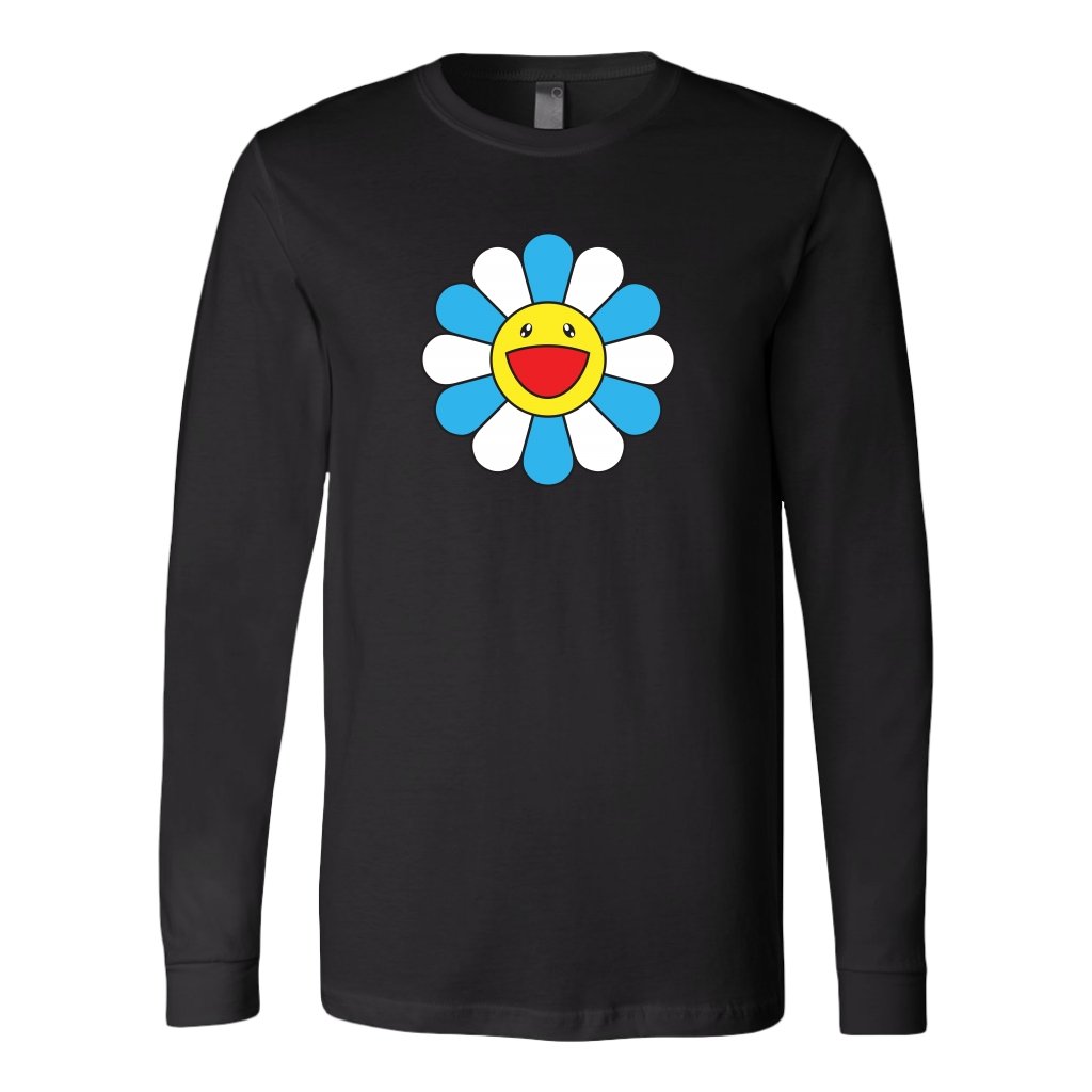 Pretty Flower White&Blue Long Sleeve ShirtT-shirt - My E Three