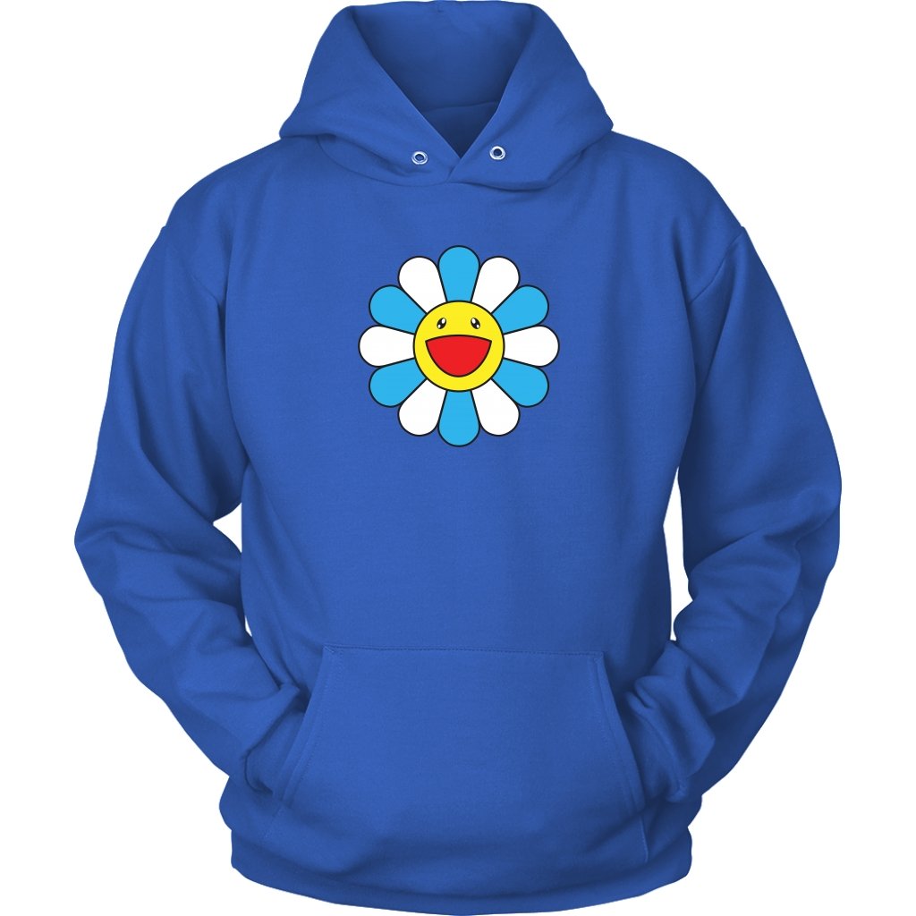 Pretty Flower White&Blue Unisex HoodieT-shirt - My E Three