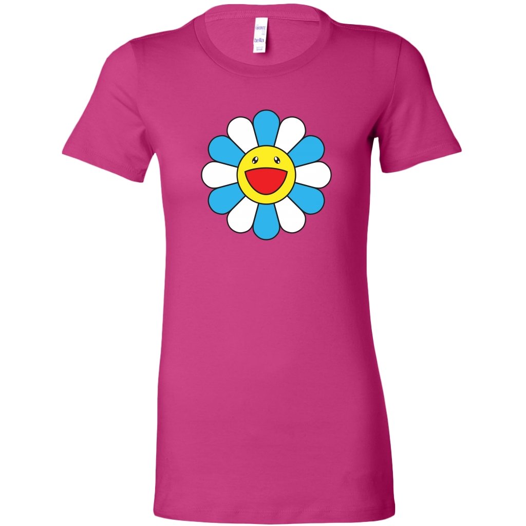 Pretty Flower White&Blue Womens ShirtT-shirt - My E Three