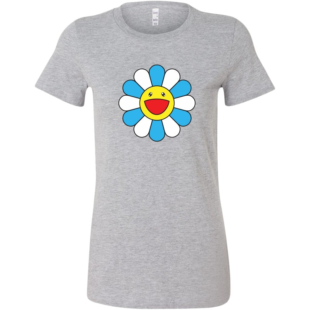 Pretty Flower White&Blue Womens ShirtT-shirt - My E Three