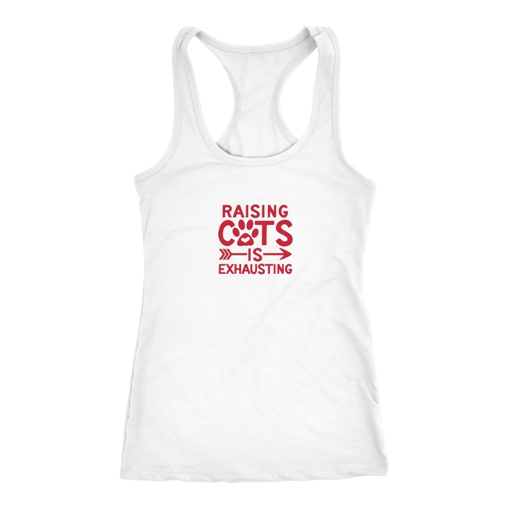 Raising Cats is Exhaustng Racerback TankT-shirt - My E Three