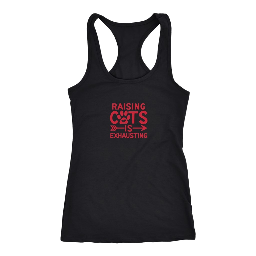 Raising Cats is Exhaustng Racerback TankT-shirt - My E Three